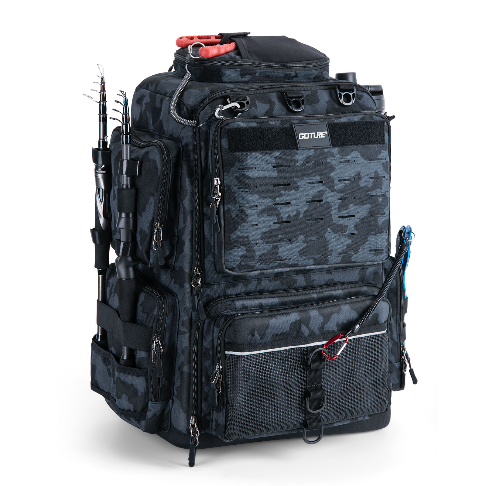 Sports Equipment Outdoor Storage - Goture 55*36*28 ซม.กระเป๋าเป้สะพายหลังตกปลามัลติฟังก์ชั่ Tackle กระเป๋าผู้ถือ Rod