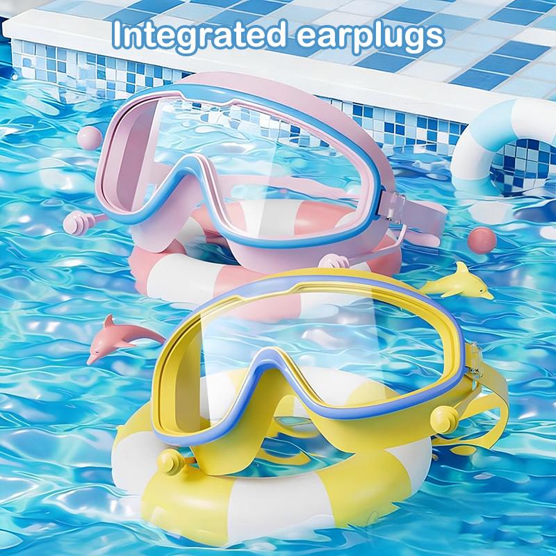 【F】แว่นตาว่ายน้ำ 1 ชิ้น กรอบให - Swimming Goggles Anti Fog บทวิจารณ์และราคา